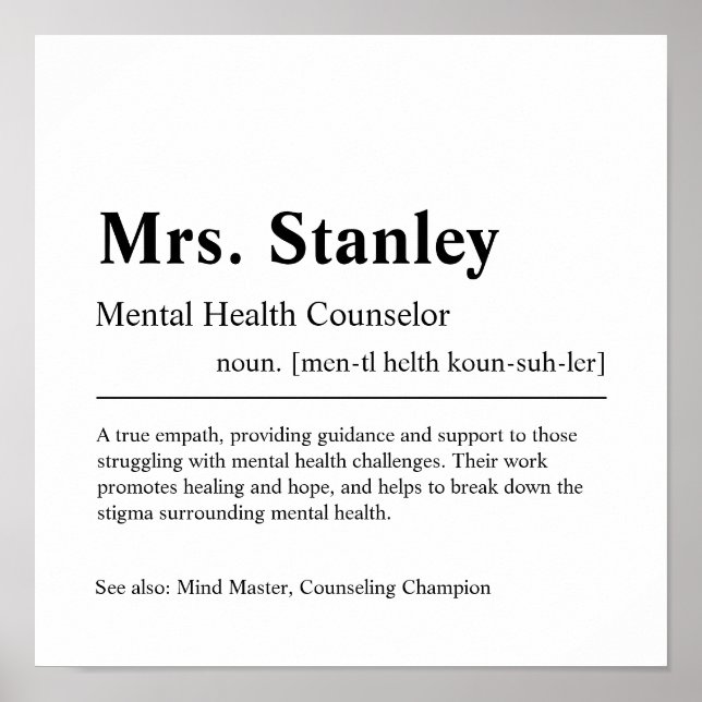 Póster Mental Health Counselor Personalized Gift (Frente)
