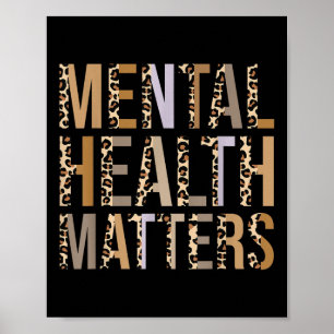 Póster Mental Health S Leopard Print Mental Awareness Mon