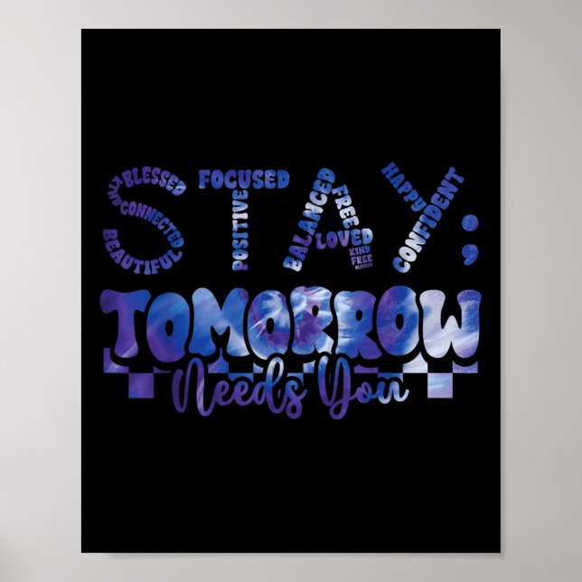 Póster Mental Health Stay Tomorrow Suicide Prevention Awa (Frente)