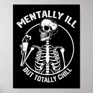 Póster Mentalmente Enfermo Pero Totalmente Chill Hallowee