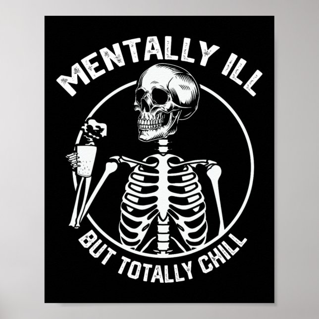 Póster Mentalmente Enfermo Pero Totalmente Chill Hallowee (Frente)