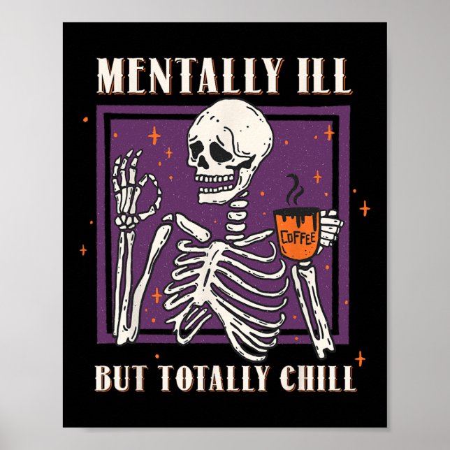 Póster Mentalmente Enfermo Pero Totalmente Chill Hallowee (Frente)
