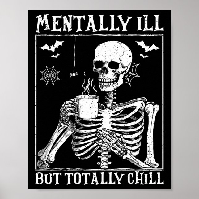 Póster Mentalmente Enfermo Pero Totalmente Chill Hallowee (Frente)
