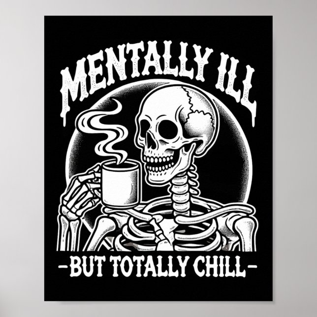 Póster Mentalmente Enfermo Pero Totalmente Chill Hallowee (Frente)
