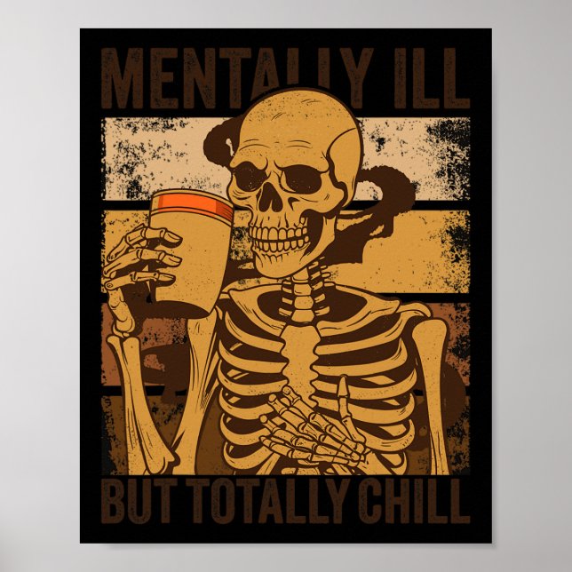 Póster Mentalmente Enfermo Pero Totalmente Chill Hallowee (Frente)