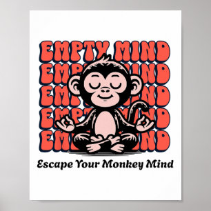 Póster Mente de Mono, Chimpancé Meditando, Meditación de 