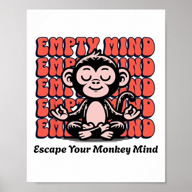 Póster Mente de Mono, Chimpancé Meditando, Meditación de  (Frente)