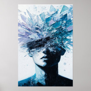 Póster Mente destrozada - Retrato de explosión de cristal
