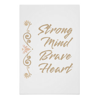 Póster Mente Fuerte Corazón Valiente Inspirador Motivacio