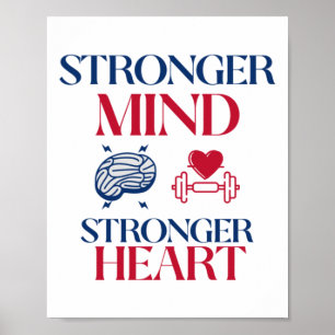 Póster Mente más fuerte Pegatina de diseño cardiaco más f