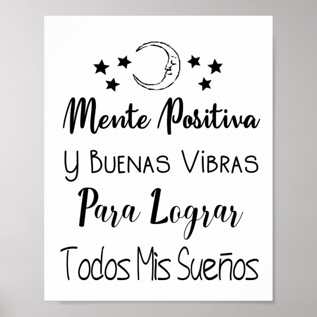 Póster Mente positiva y buenas vibras (Frente)