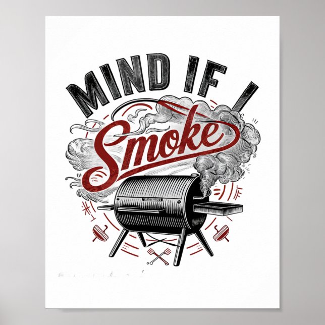 Póster Mente Si Fumo Humo Gracioso Bbq (Frente)