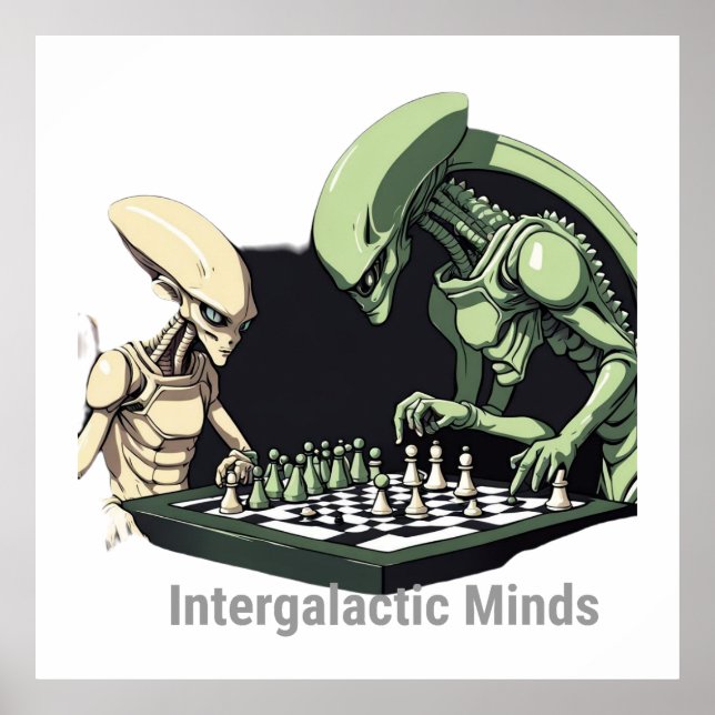 Póster Mentes intergalácticas - Dos extranjeros jugando a (Frente)