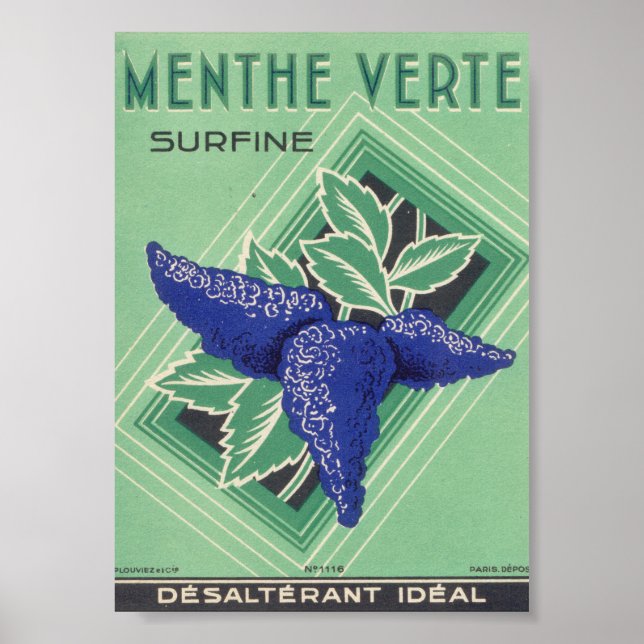 Póster Menthe Verte Surfine Paris Vintage Cover Ad (Frente)