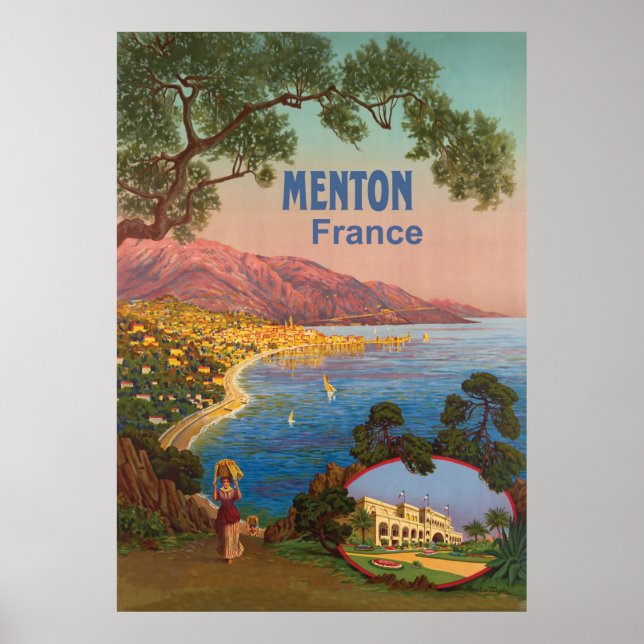 Póster Menton, Costa, Francia (Frente)