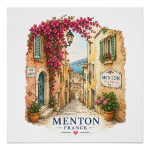 Póster Menton French Riviera - Old Town Alley