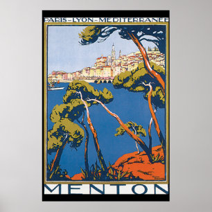 Póster Menton Vintage Travel Poster