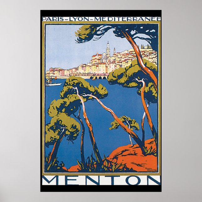 Póster Menton Vintage Travel Poster (Frente)
