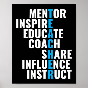 Póster Mentor Inspire School Nerd Funny Teacher