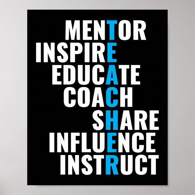 Póster Mentor Inspire School Nerd Funny Teacher (Frente)