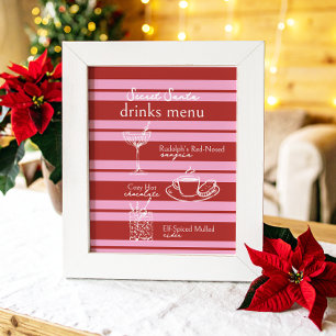 Póster Menú Bebidas Secreto Santa Cabana Estampado Rosa P