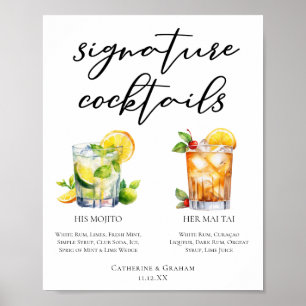 Póster Menú Boda de cócteles con la firma Hers Rum