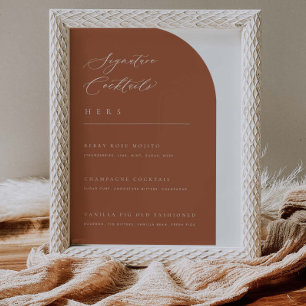 Póster Menú Boda de cócteles con la firma mínima del arco