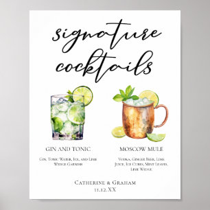 Póster Menú Boda de cócteles de la firma Highball