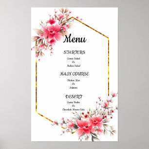 Póster menú boda, menú boda floral