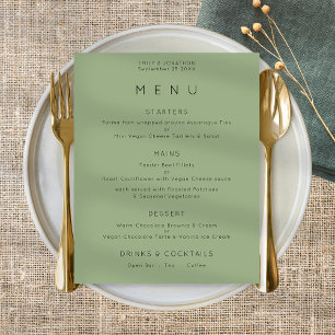 Póster Menú Boda verde de sabio de texto simple