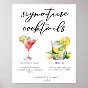Póster Menú Cócteles Cosmopolita Mojito Signature
