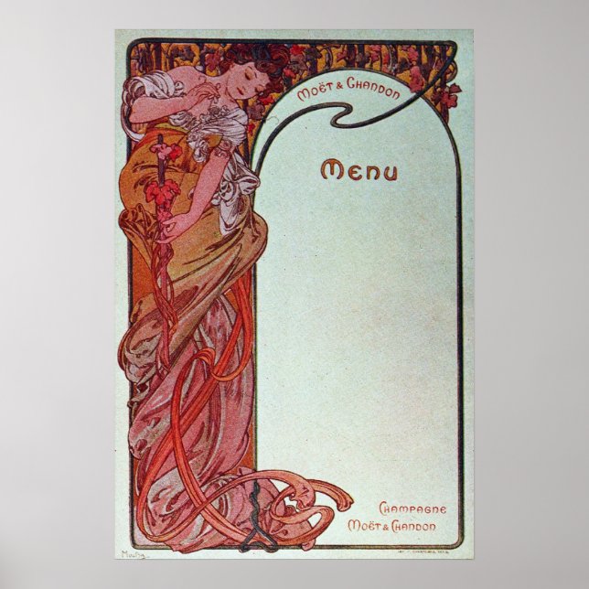 Póster Menú de Alphonse Mucha (Frente)