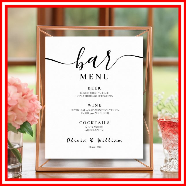 Póster Menú de Bar Cartel de Boda Caligrafía Elegante Beb (Subido por el creador)