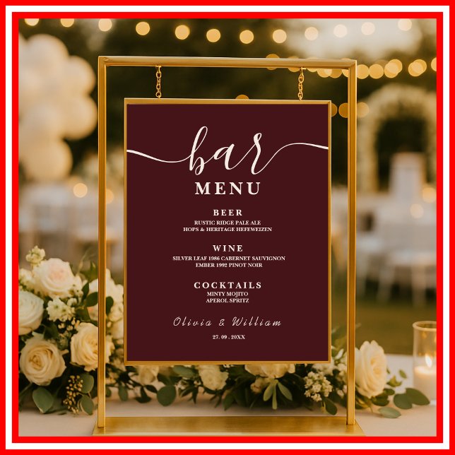 Póster Menú de Bar de Boda Borgoña (Subido por el creador)