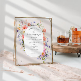 Póster Menú de Bar de Boda | Flor Silvestre Moderna