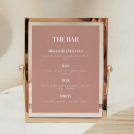 Póster Menú de Bar de Boda Rosa Polvoriento Simplista