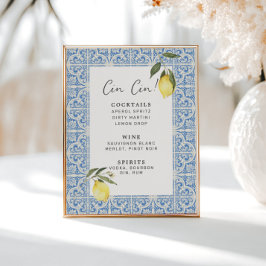 Póster Menú de bar de mosaicos mediterráneos Amalfi Capri