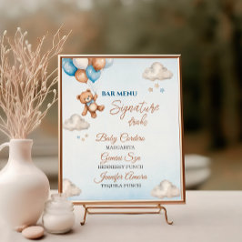 Póster Menú de barra de Baby Shower de globo azul de jugu