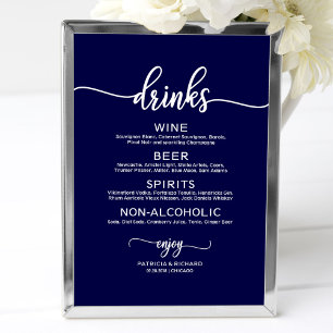Póster Menú de barra de bebidas de boda en caligrafía bla