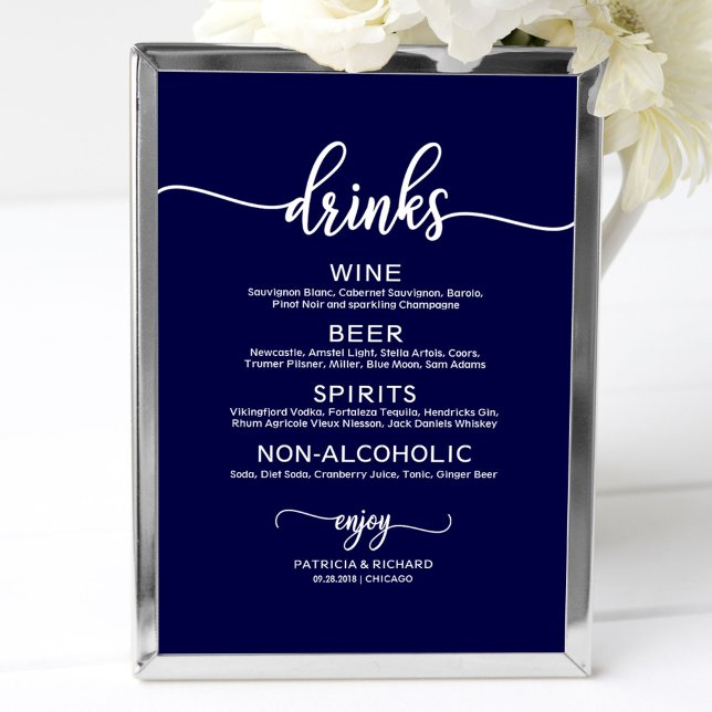 Póster Menú de barra de bebidas de boda en caligrafía bla (Subido por el creador)