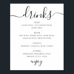 Póster Menú de barra de bebidas para bodas de guiones bla<br><div class="desc">Boda de guiones en blanco y negro bebe el poster del menú. Adecuado para cumpleaños,  aniversario y cualquier otro fiesta. Por favor,  contáctame si necesitas artículos adicionales.</div>