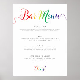 Póster Menú de barra de Boda arcoiris