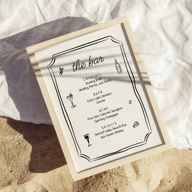 Póster Menú de barra de Boda francés dibujado a mano capr (Subido por el creador)