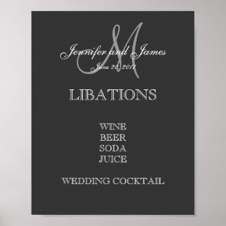 Póster Menú de barra de bodas
