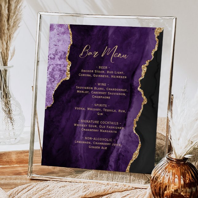 Póster Menú de barra de bodas con guión de ágata dorada p (Subido por el creador)