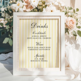 Póster Menú de barra de franjas amarillas suave