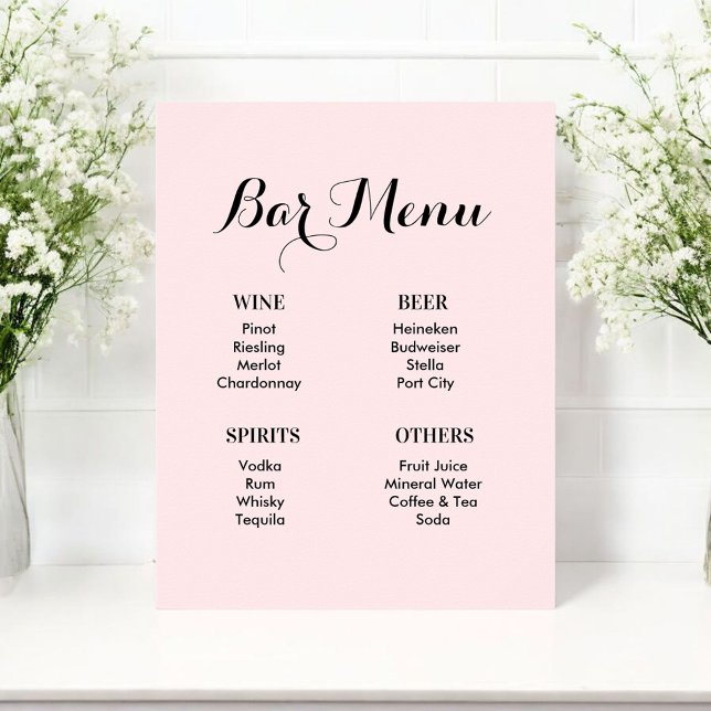 Póster Menú de barras Bebidas Bodas rosas Rubor (Subido por el creador)