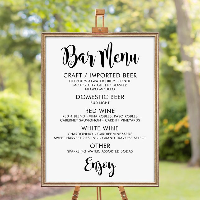Póster Menú de barras Boda de escritura manuscrita modern (Subido por el creador)