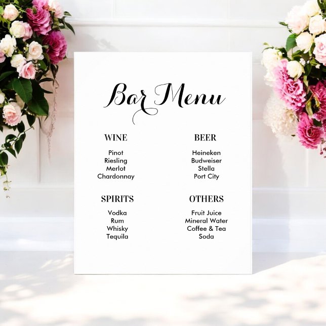 Póster Menú de barras Bodas blancos negros (Subido por el creador)