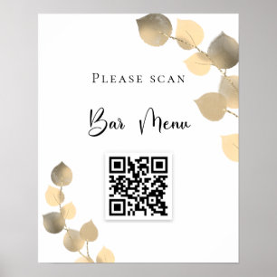 Póster Menú de barras código QR eucalipto golden
